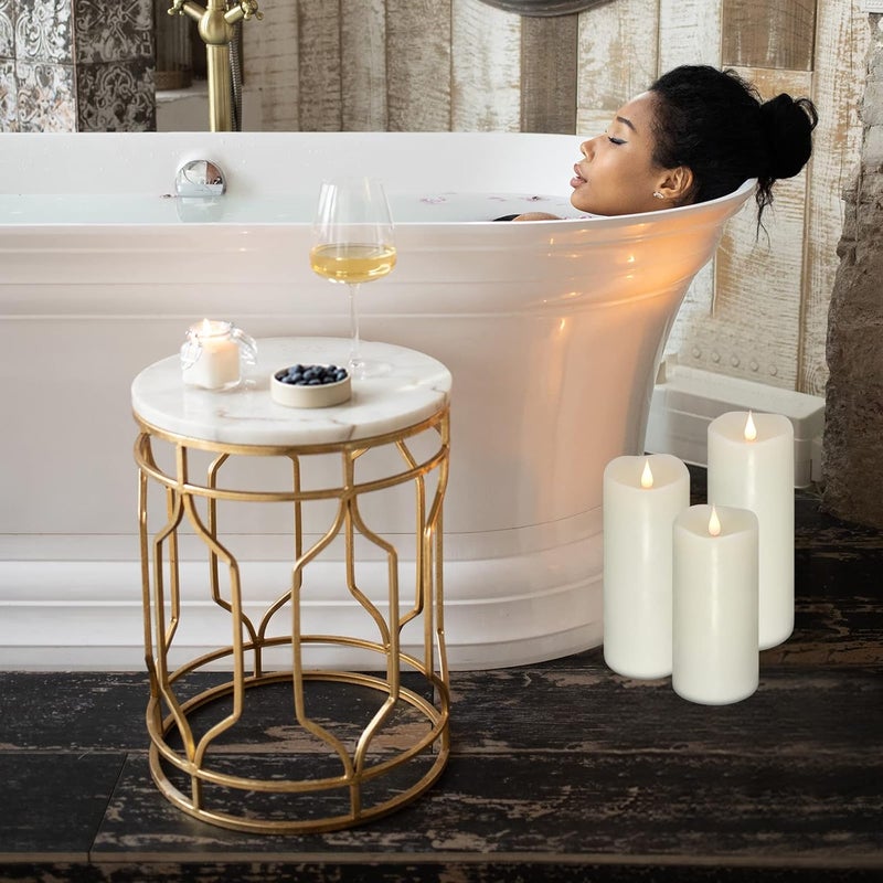 TECHLONG Flickering Flameless Candles with 3D Moving Flame Set of 3(H 5" 6" 7" x D 3"), Last 1000+ Hours Battery Operated Candles with Remote Timer, Ivory Real Wax Electric LED Pillar Candles - Image 5